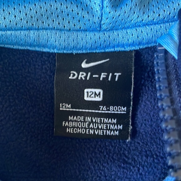 Nike boys blue quarter zip hoodie 12 months - Picture 3 of 4